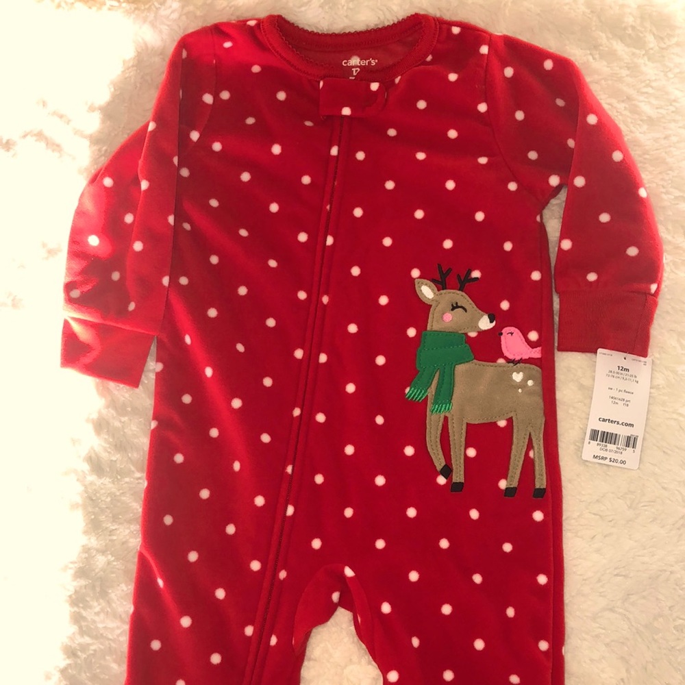 3/$24 Girls fleece holiday zip up PJ NWT